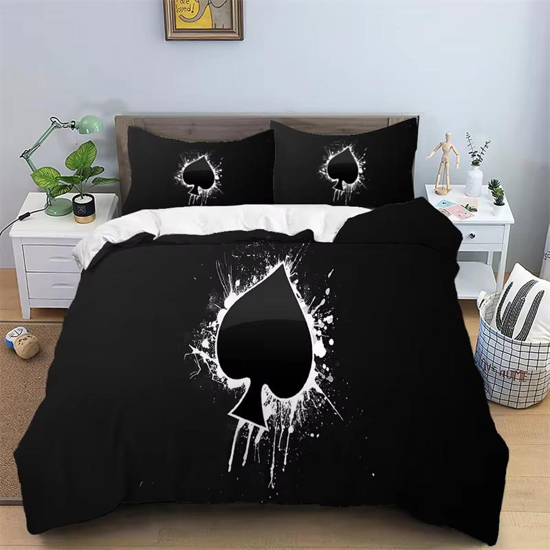 Poker Duvet Cover Twin Queen Size Dice Bedding Set Game Player Comforter Cover Playing Modern Game Bedspread Cover for Men Women