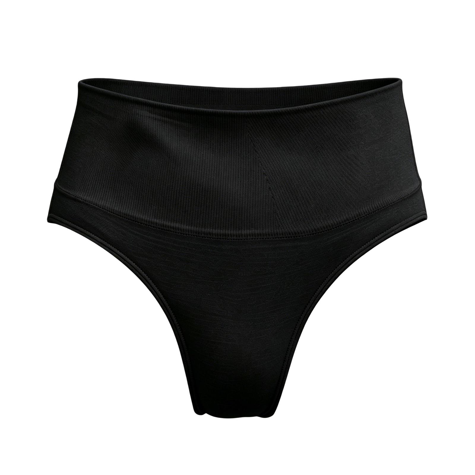 Zeriluna High-waisted tummy control thong Soft, comfortable, skin-friendly, breathable, seamless high-waisted thong Black，S