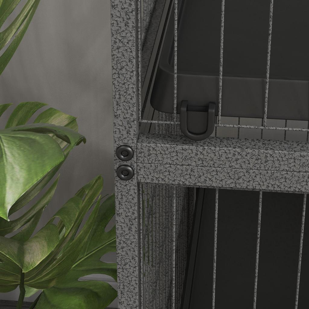 Small Animal Cage for Chinchilla Ferret Kitten On Wheels with Hammock Removable Tray, Grey