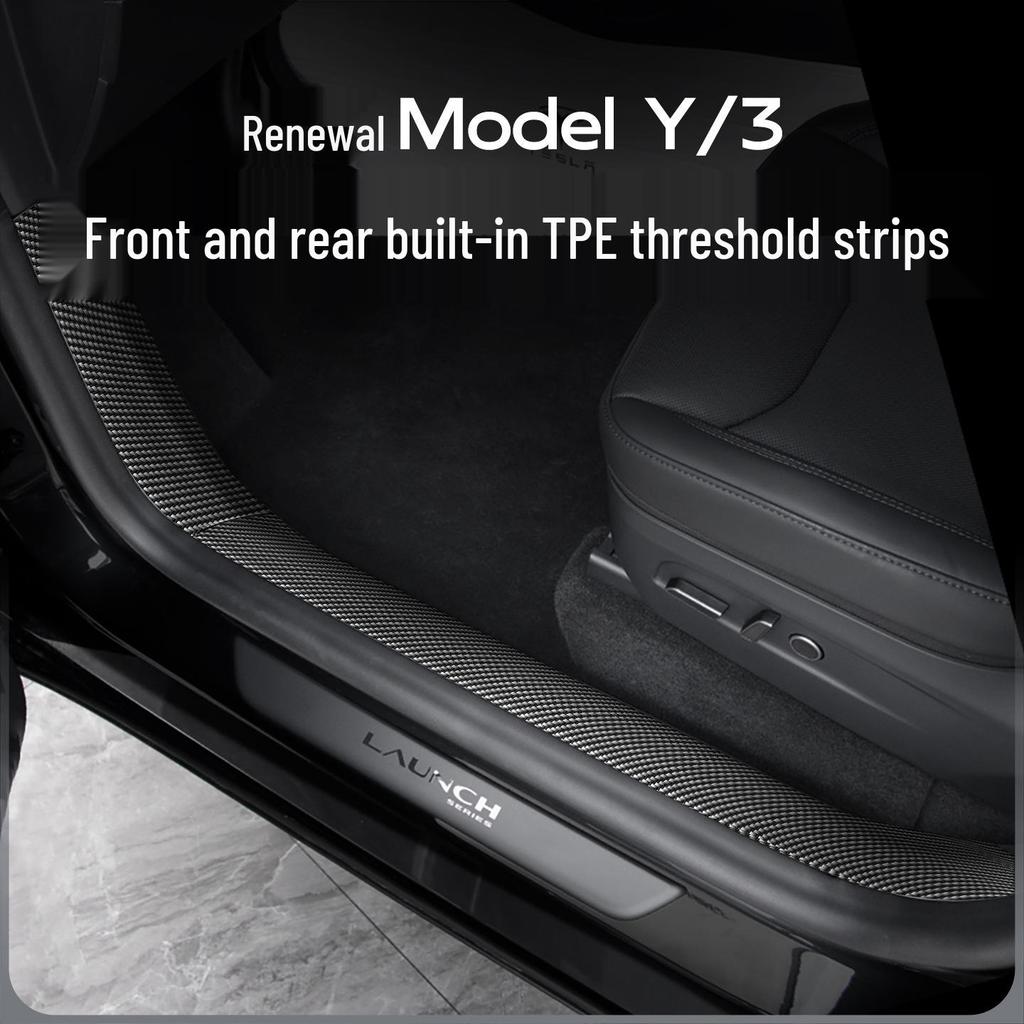 Tesla Model 3/Y Facelift Laser Carbon Fiber Door Sill Protectors