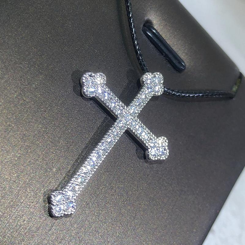 Fashion Rhinestone Crystal Cross Necklaces Pendant For Women 925 Silver Classic Vintage Cross Choker Jewelry Party Gift
