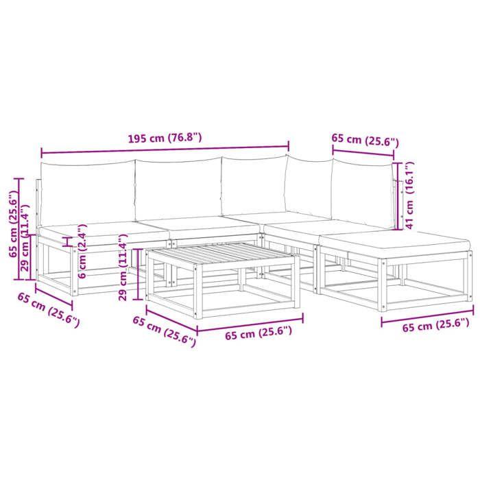 VidaXL 6-Piece Garden Sofa Set with Cushions In Acacia Wood and Rope 3278864