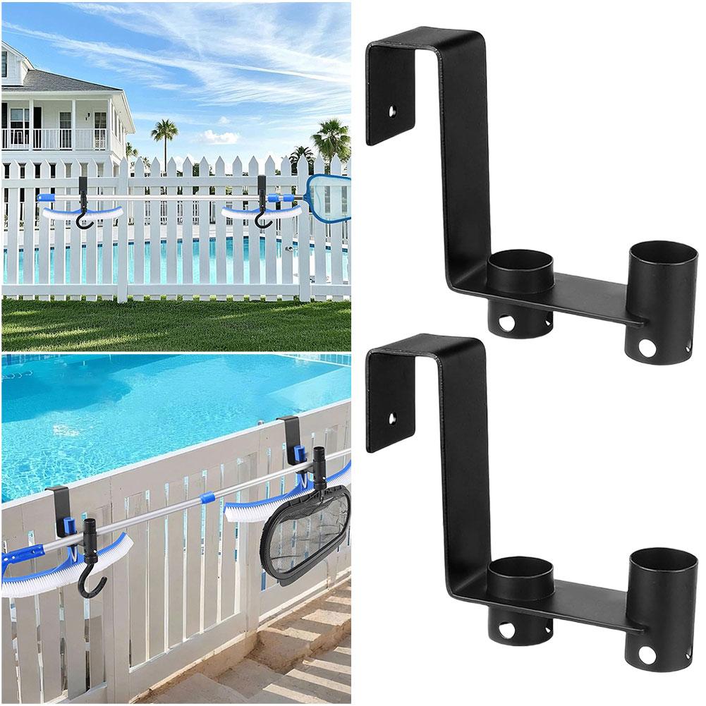 2Pcs Pool Fence Hooks Pool Tool Organizer Pool Pole Hooks for Hanging Pool Cleaning Accessory