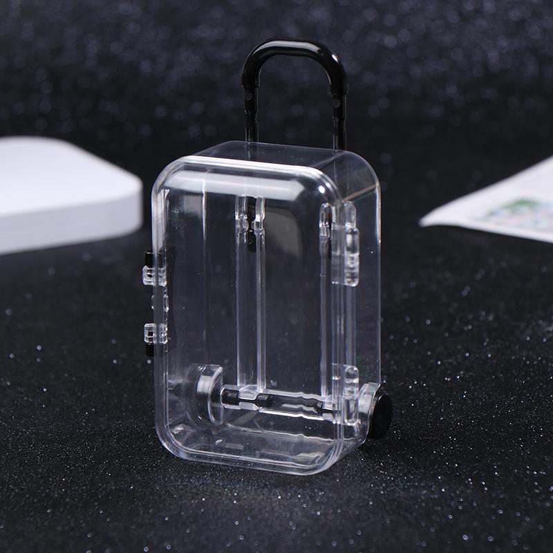 1PC Mini Trolley Luggage Designed For Storing Doll Clothes Shoes Jewelry Adorable Plastic Tiny Suitcase Box Dollhouse Decoration Accessories