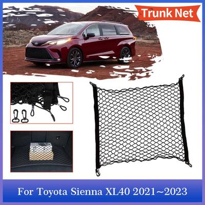 Síť do kufru auta pro Toyota Sienna XL40 LE AXLH40 2024 2024 2024 Zadní nákladová síť Elastická kapsa Háčky Úložný organizér Příslušenství