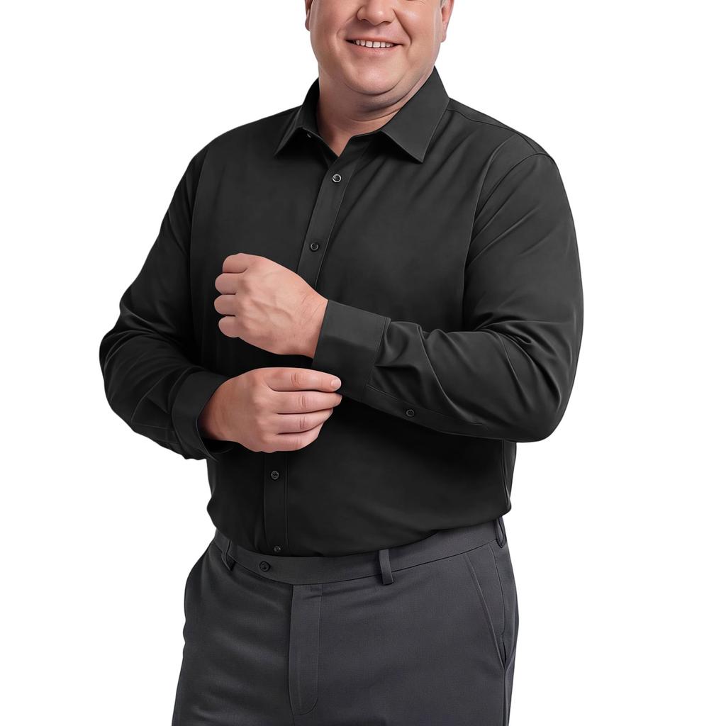 Men's Big and Tall Loose Fit Casual Button Down Shirt Long Sleeve Lightweight Business Dress Shirt