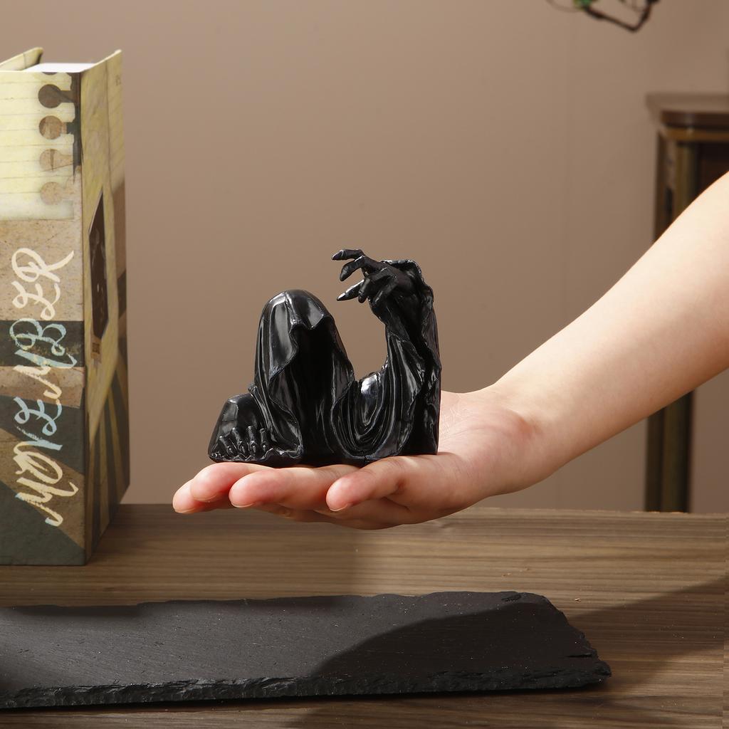 Resin Pen Holder Grim Reaper Sculpture Ink Pen Storage Case Desk Writing Stationary Organizer Office School Supplies Gift