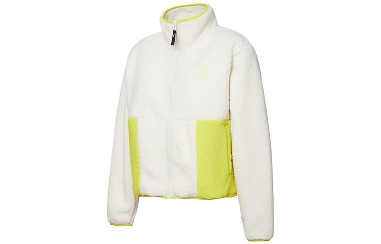 PUMA Casual Velvet Jackets Women s Ivory White Stand Collar Moderate 533032-74 XL