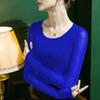 Spring Autumn New Bright Silk Round Neck Bottoming Shirt Women's Mesh Slim Fit Long Sleeve Tshirt Fashion Solid Color Top