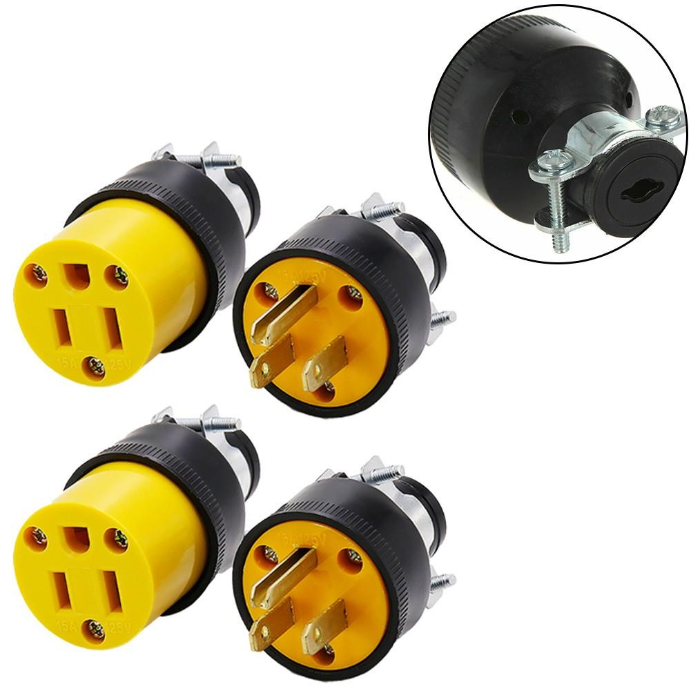

2 Male & 2 Female Replacement Electrical Plug Ends 3 prong, Extension Cord, Etc