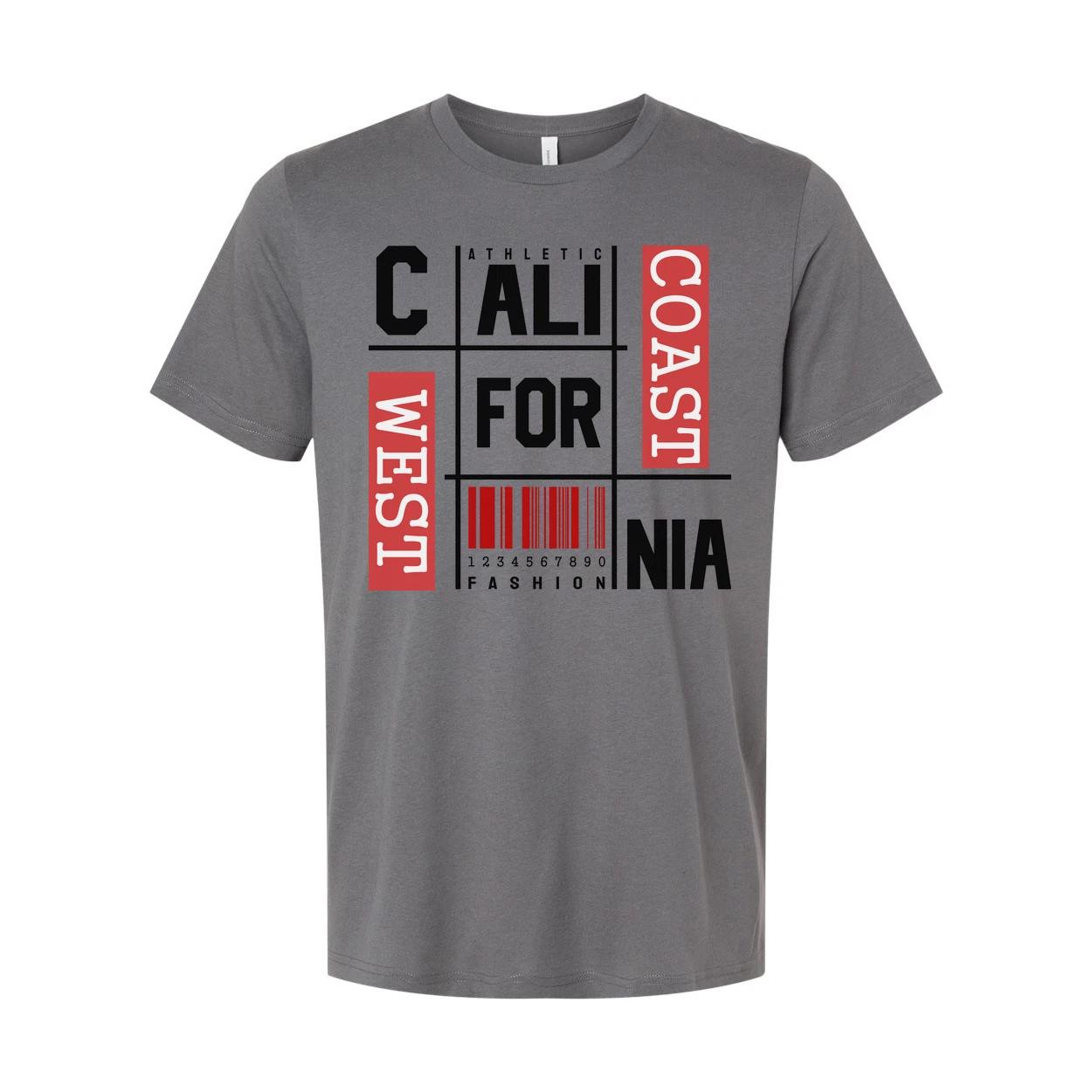 

California Fashion Grid Graphic Unisex T Shirt With Barcode Print Artwork Casual S
