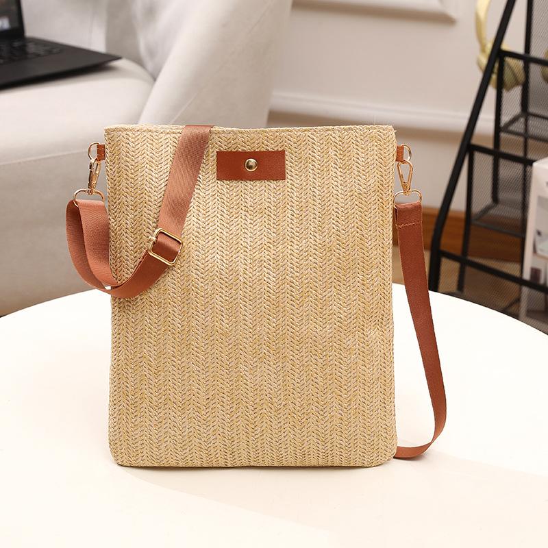 

Closely Woven Tote Bag Women Larger Capacity Handbag Minimalist Daily Underarm Shoulder Bag Summer Beach Vacation Top-Handle Bag хакі