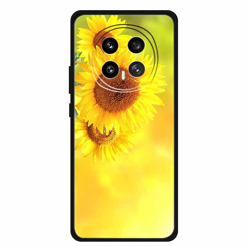 Mobile Phone Protective Case For Honor Magic8 5G Floral Painted Soft Black Silicone Back Cover For Honor Magic 8 2025 Case Funda