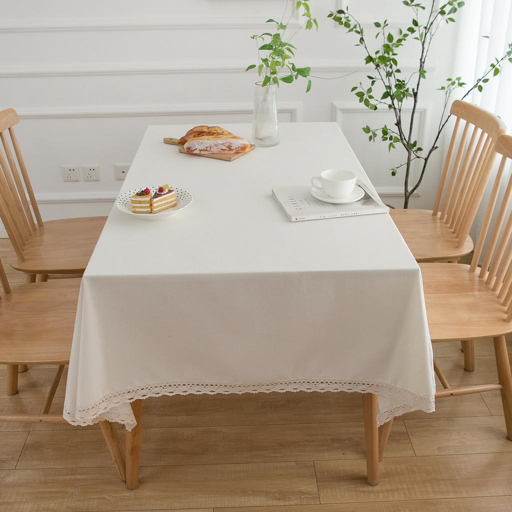 Tablecloth Natural Plain Color Table and Chair Cotton and Linen Tablecloth Cover White Tablecloth Dust-proof Coffee Table Cover