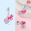 Pink Heart Lock Key Bead Charm Copper For Charms Copperoriginal Bracelet For Jewelry Making