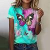 Top Women's Harajuku Short Sleeve 3D T-shirt Women's Butterfly Printed T-shirt