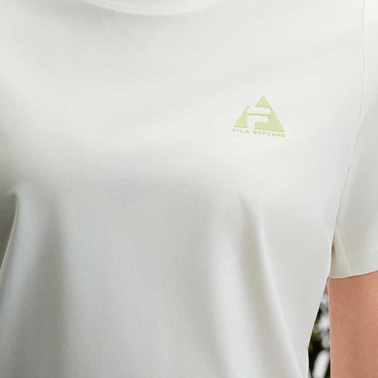 Fila Explorer Outdoor Sports Basic Simple Round Neck Knitted Short Sleeve T-Shirt Women T-Shirts Snow-White A11W527102F-WT