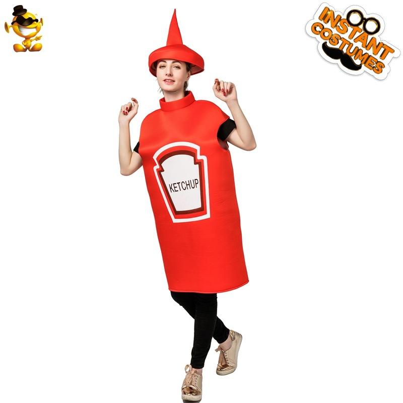 

Halloween adult couples mustard ketchup costumes, adult funny role-playing stage costumes One size fits all