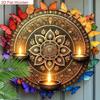 Flat Traditional Oil Lamp Diwali Metal Sign Wall Art for Home Decor