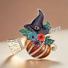 Halloween Themed Witch Pumpkin Broomstick Brooch Trendy Alloy Pin For Festive Outfit And Celebration Event