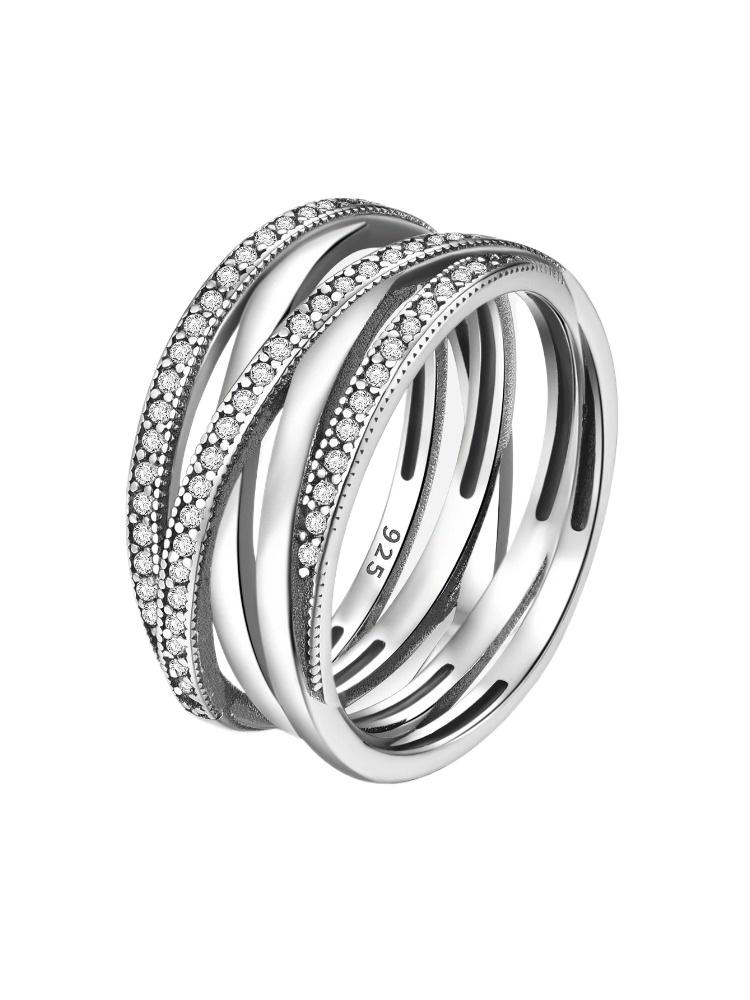 925 Sterling Silver Dazzling Interlocking Loops Zircon Ring for Women Anniversary Fashion Personalized High Quality Fine Jewelry