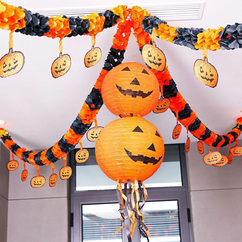 Halloween Pumpkin Lanterns & Spider Decorations for Bars, Malls, Kindergartens