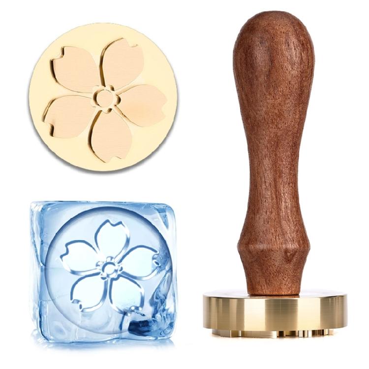 Estampador de Hielo con Mango de Madera Herramienta para Estampar Hielo Para Cócteles Postres de Chocolate Decoración de Cocina