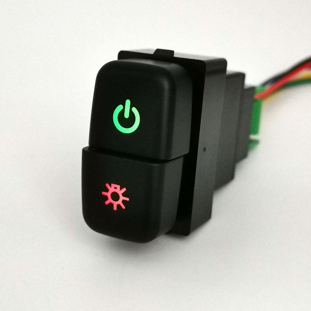 DC12V Car Dual key Switch LED DRL Fan Power on off Radar Switch Button with wire For Mitsubishi Pajero Triton ASX Lancer