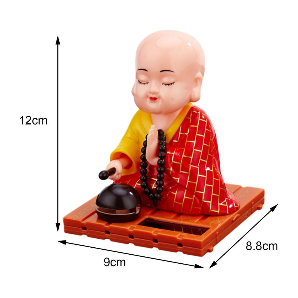 Kleiner Mönch Figur Solar Tanzende Spielzeuge Nickende Kopfpuppen Wackelkopffigur Spielzeug Auto Ornament Buddha Mönche Statue für Schreibtisch Heimdeko