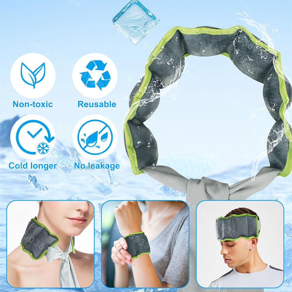 Summer Neck Cooling Cold Sensation Ice Scarf Ice Pack Sports Headscarf Reusable Outdoor Activity Cool Equipment for Hot Weather