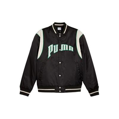 Puma Letter Single Button Casual Sports Long Sleeve Baseball Jacket Unisex Jackets Black 626147-01