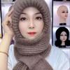 Women's Plush Scarf Balaclava Knit Hat
