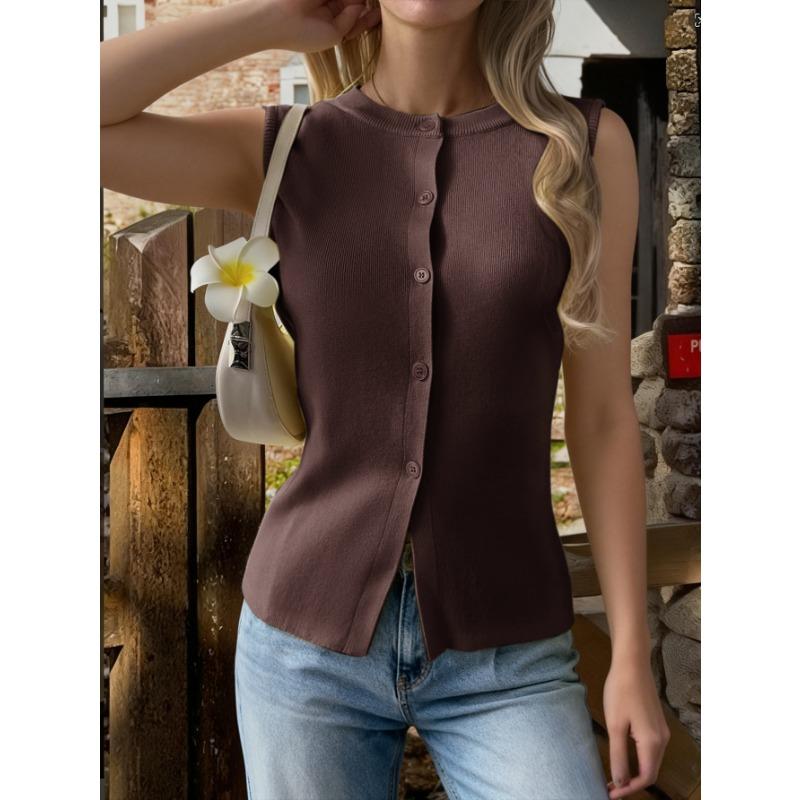 Hot Girl Versatile Sleeveless Vest Woolen Woven Women's Clothing Spring and Summer Amazon Independent Site