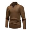 Men's Solid Color Knitted Zipper Stand Collar Long Sleeve Top Men's Casual Fashion Long Sleeve Top