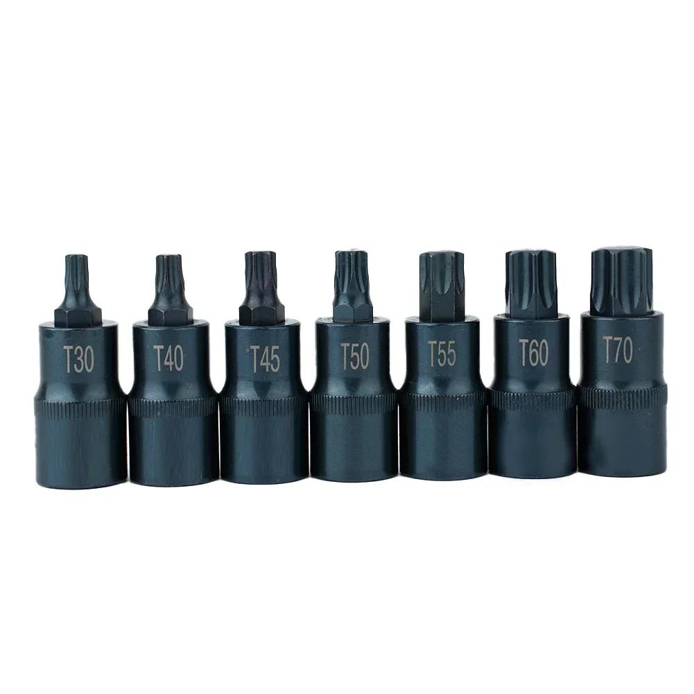 1/2 Inch Torx Screwdriver Bit Screwdriver Drive Socket T40 T45 T50 T55 T60 T70 Screwdriver Bit Tool For Ratchet Wrenches