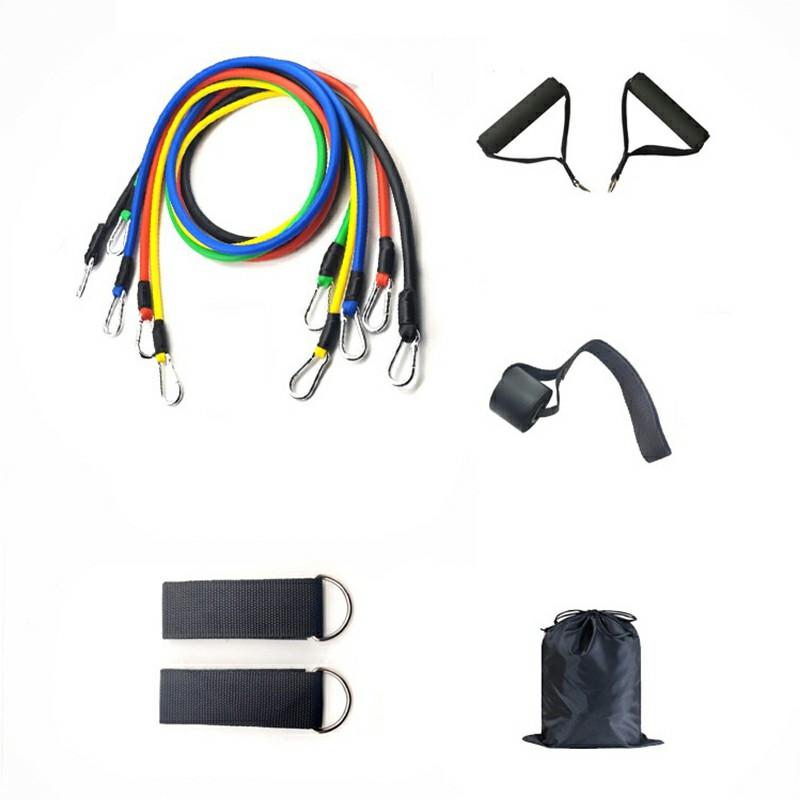11Pcs/Set Fitness Resistance Band TPR+Nylon Workout Tension Puller Exercise Elastic Rope A