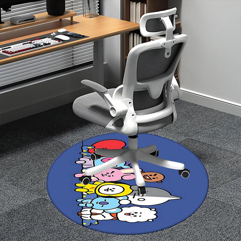 

BT21 Character,BT21 Merchandise Chair mat Round Rug-Office carpet, Machine Washable, Non-slip, Suitable for Living Rooms, Bedrooms, Entryway 80cm by 80cm