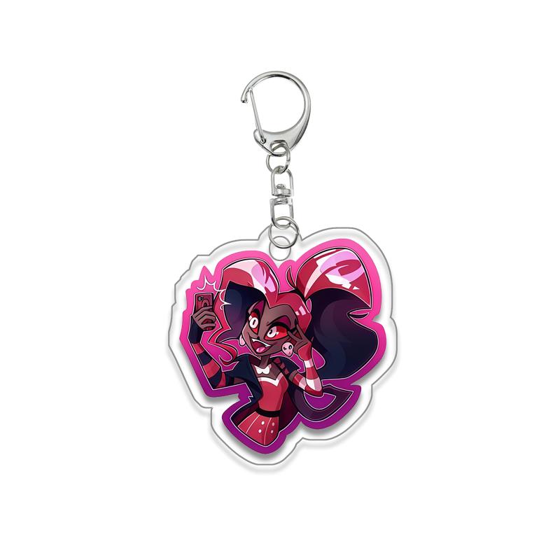 Anime for Hazbin Hotel Angel Dust Alastor Husk Charlie Morningstar Vaggie Acrylic Keychain Backpack Pendant Key Ring Decoration