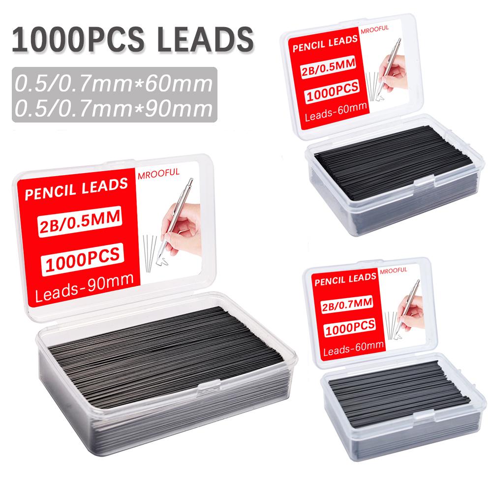 1000Pcs Mechanical Pencil Lead Core Large Capacity Replaceable Pencil Refills 0.5 0.7mm 2B Automatic Pencil Core with 2 Tubes