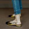 French Pu Mixed Colors Sandals Women's Baotou Slip-On Low-heeled Slingback Roman Back Strap Flat Shoes Gold Silver Summer
