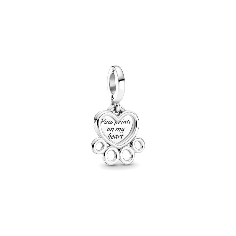 Pandora Heart and Paw Print Pendant 925 Silver Pendant Women s Silver 799360C00 серебряный