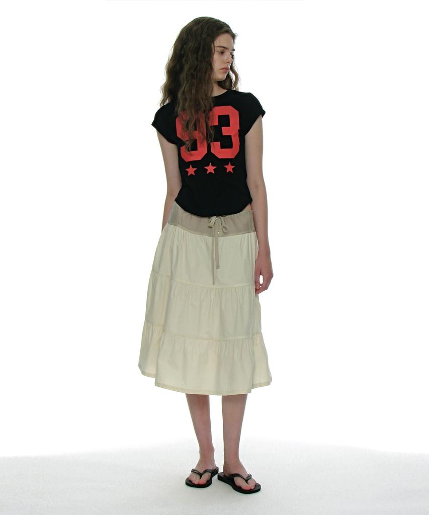 Partimento Woman Tiered Shirred Midi Skirt_Ivory