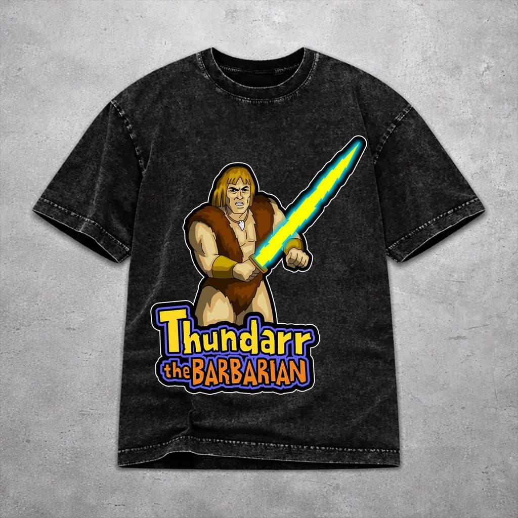 Thundarr the Barbarian Washed T Shirt Retro Harajuku for Men Women Loose Tee T-Shirts Short Sleeve