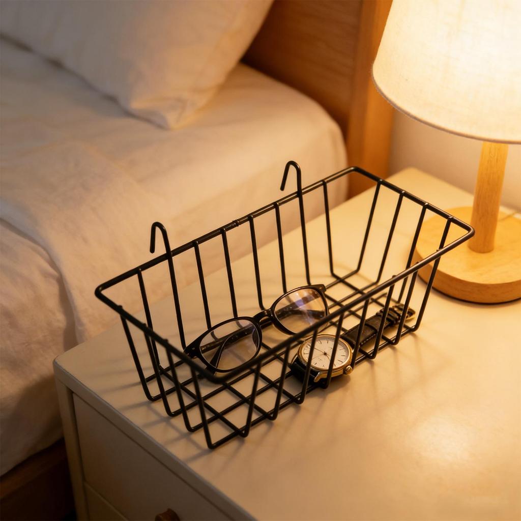 Hanging Basket Organizer, Wire Basket, Metal Wall Shelf Storage with Sturdy Iron Hooks for