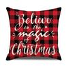 Red Plaid Christmas Linen Pillow Cover New Home Sofa Cushion Cover Cushion Cover