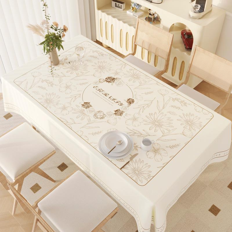French Light Luxury High-End Dining Table Cloth, Leave-In Oil-Proof And Waterproof Lambskin Rectangular Coffee Table Cloth