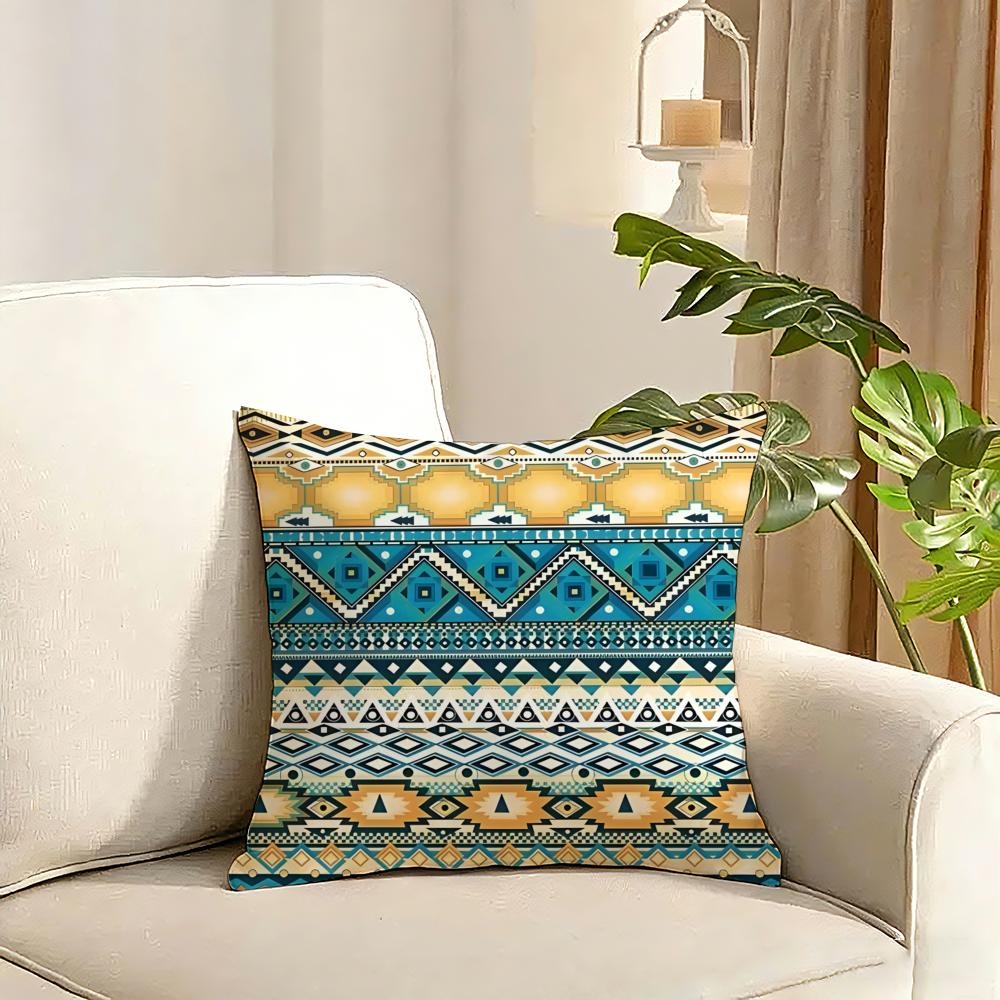 Red Ethnic style shading Cushion Cover Reversible Plush Pillow Cover Soft Fluffy Home Decor for Sofa Bedroom