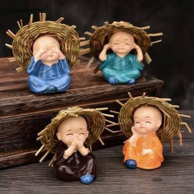 4-st koosnev beebimunga mütsi Buddha kujukeste komplekt – auto armatuurlauale Kodusisustus Kontorikaunistus Kingitus rasedatele Diwali Decor Vaastu Decor Fengshui