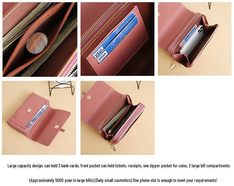 Urban Minimalist Women's Crossbody Wallet Bag with Card Slots & Phone Compartment