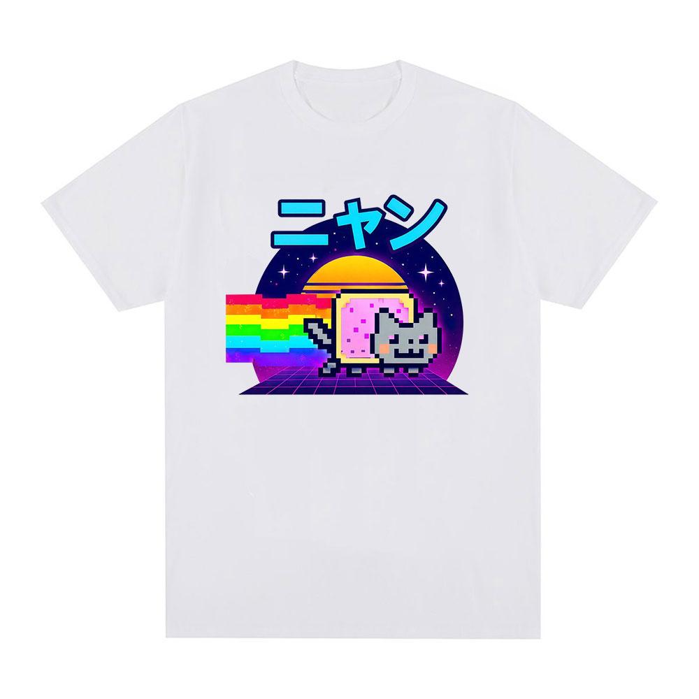 Maglietta Unisex Divertente Meme Gatto Kawaii Nyan Abbigliamento Donna Moda Casual Magliette in Cotone Harajuku Girocollo Maniche Corte T-Shirt